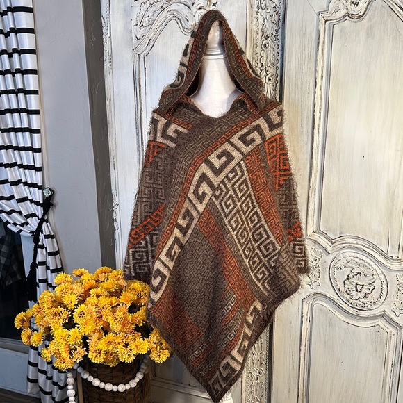 Passion 4 Fashion Bohemian Patterned Hooded Poncho from Eyelash Yarns - Picture 1 of 8